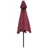 Parasol de jardin avec lumières LED mât en acier rouge bordeaux 556545556545