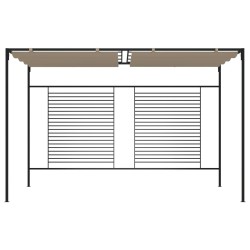 Belvédère avec auvent rétractable 3x4x2,3 m Taupe 180 g/m² 556546556546