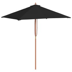 Parasol de jardin avec mât en bois noir 150x200 cm 556547556547