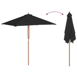 Parasol de jardin avec mât en bois noir 150x200 cm 556547556547