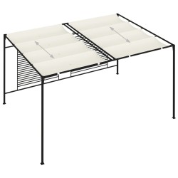 Belvédère avec auvent rétractable 3x4x2,3 m Crème 180 g/m² 556548556548