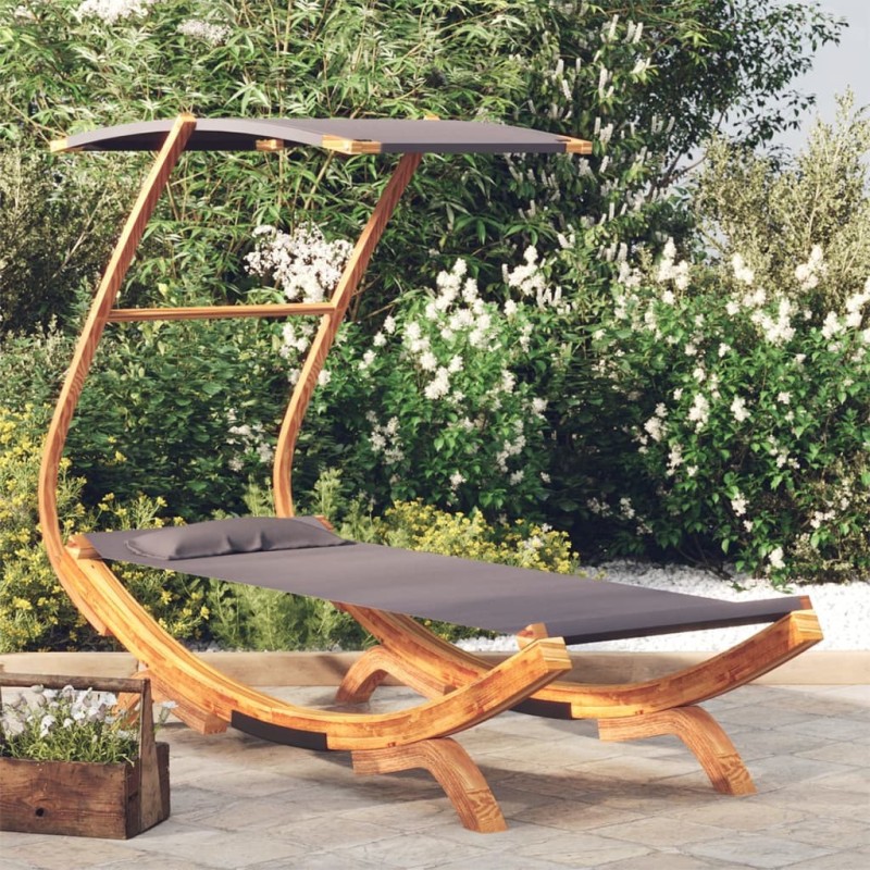 Lit repos et auvent 100x190x134cm Bois courbé massif Anthracite 556550556550