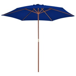 Parasol de jardin avec mât en bois bleu 270 cm 556551556551