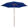 Parasol de jardin avec mât en bois bleu 270 cm 556551556551