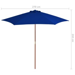 Parasol de jardin avec mât en bois bleu 270 cm 556551556551