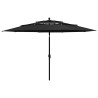 Parasol de jardin à 3 niveaux avec mât en aluminium noir 3,5 m 556556556556