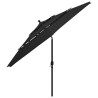 Parasol de jardin à 3 niveaux avec mât en aluminium noir 3,5 m 556556556556