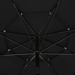 Parasol de jardin à 3 niveaux avec mât en aluminium noir 3,5 m 556556556556