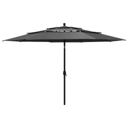 Parasol de jardin à 3 niveaux avec mât en aluminium anthracite 556557556557