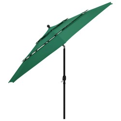Parasol de jardin à 3 niveaux avec mât en aluminium vert 3,5 m 556564556564