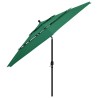 Parasol de jardin à 3 niveaux avec mât en aluminium vert 3,5 m 556564556564