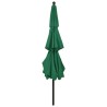 Parasol de jardin à 3 niveaux avec mât en aluminium vert 3,5 m 556564556564