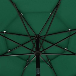 Parasol de jardin à 3 niveaux avec mât en aluminium vert 3,5 m 556564556564