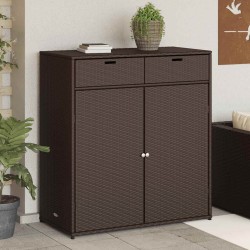 Armoire de rangement jardin marron 105x55x113 cm résine tressée 556571556571