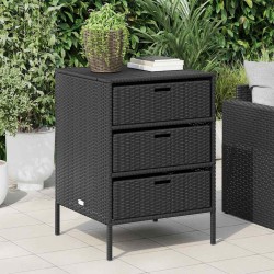 Armoire de rangement de jardin noir 55x59x80 cm résine tressée 556573556573