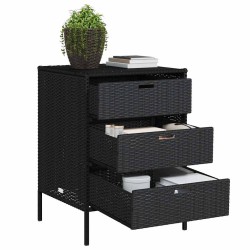 Armoire de rangement de jardin noir 55x59x80 cm résine tressée 556573556573