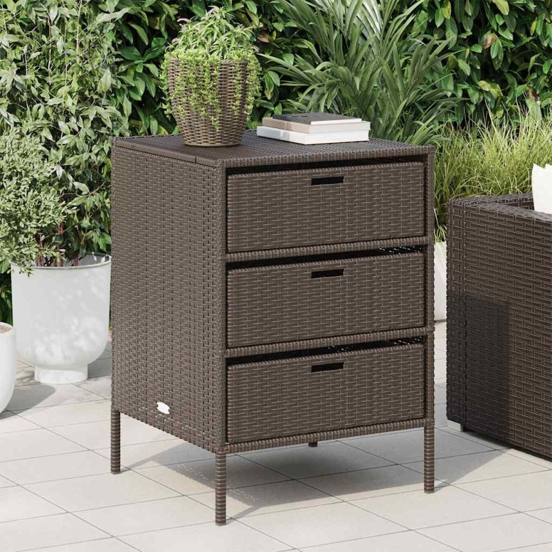 Armoire de rangement de jardin marron 55x59x80cm résine tressée 556574556574