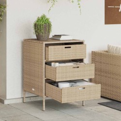 Armoire de rangement de jardin beige 55x59x80 cm résine tressée 556575556575