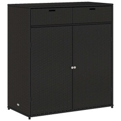 Armoire de rangement de jardin noir 105x55x113cm résine tressée 556576556576