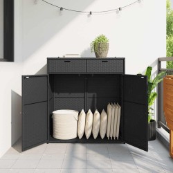 Armoire de rangement de jardin noir 105x55x113cm résine tressée 556576556576