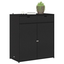 Armoire de rangement de jardin noir 105x55x113cm résine tressée 556576556576