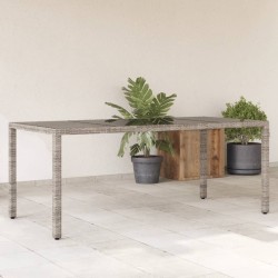 Table de jardin dessus en verre Gris 190x90x75cm Résine tressée 556577556577