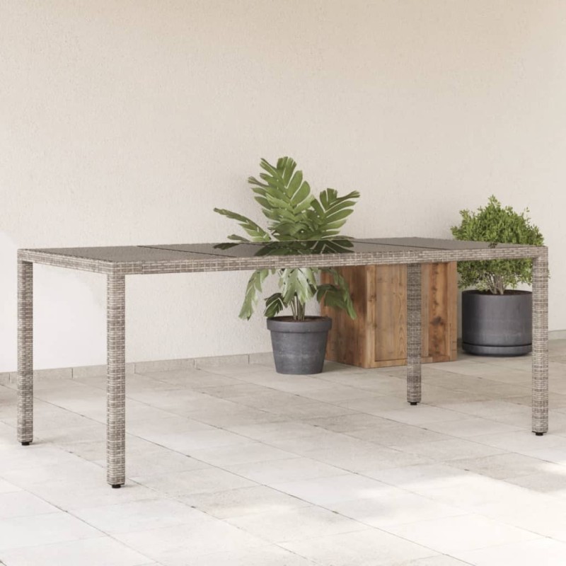 Table de jardin dessus en verre Gris 190x90x75cm Résine tressée 556577556577