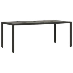 Table de jardin dessus en verre Noir 190x90x75cm Résine tressée 556578556578