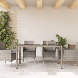 Table de jardin dessus en verre Gris 150x90x75cm Résine tressée 556579556579