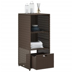 Armoire de rangement jardin marron 50x55x115 cm résine tressée 556583556583