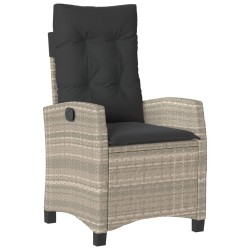Chaise inclinable de jardin coussins gris clair résine tressée 556584556584