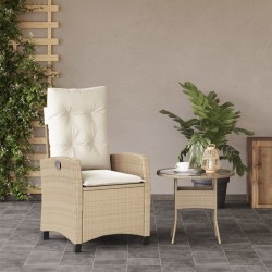 Chaise inclinable de jardin avec coussins beige résine tressée 556587556587