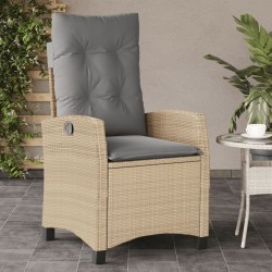 Chaise inclinable de jardin coussins mélange beige poly rotin 556588556588