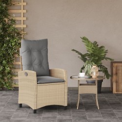 Chaise inclinable de jardin coussins mélange beige poly rotin 556588556588