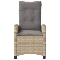 Chaise inclinable de jardin coussins mélange beige poly rotin 556588556588