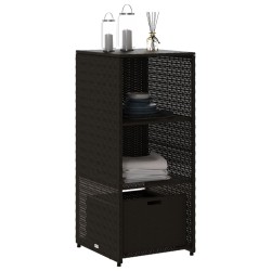 Armoire de rangement de jardin noir 50x55x115 cm résine tressée 556590556590