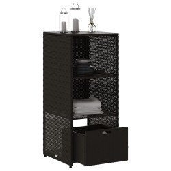 Armoire de rangement de jardin noir 50x55x115 cm résine tressée 556590556590