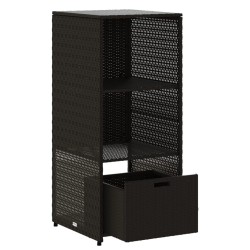 Armoire de rangement de jardin noir 50x55x115 cm résine tressée 556590556590