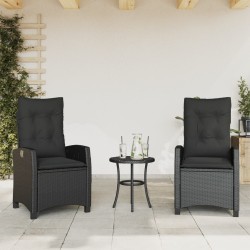 Chaises inclinables de jardin lot de 2 et coussins noir rotin 556591556591