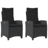 Chaises inclinables de jardin lot de 2 et coussins noir rotin 556591556591