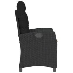 Chaises inclinables de jardin lot de 2 et coussins noir rotin 556591556591