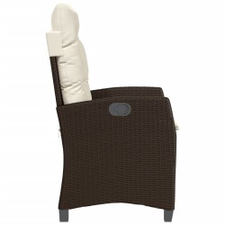 Chaises inclinables de jardin lot de 2 et coussins marron rotin 556592556592