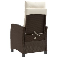 Chaise inclinable de jardin avec coussins marron résine tressée 556593556593