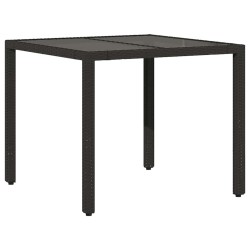 Table de jardin dessus en verre Noir 90x90x75 cm Résine tressée 556597556597