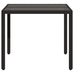 Table de jardin dessus en verre Noir 90x90x75 cm Résine tressée 556597556597