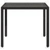 Table de jardin dessus en verre Noir 90x90x75 cm Résine tressée 556597556597