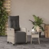 Chaise inclinable de jardin avec repose-pied gris clair rotin 556598556598