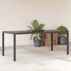 Table de jardin dessus en verre Noir 190x90x75cm Résine tressée 556599556599