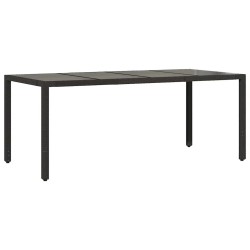 Table de jardin dessus en verre Noir 190x90x75cm Résine tressée 556599556599