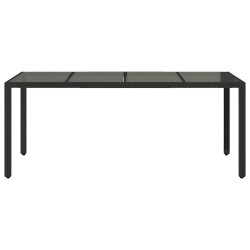 Table de jardin dessus en verre Noir 190x90x75cm Résine tressée 556599556599